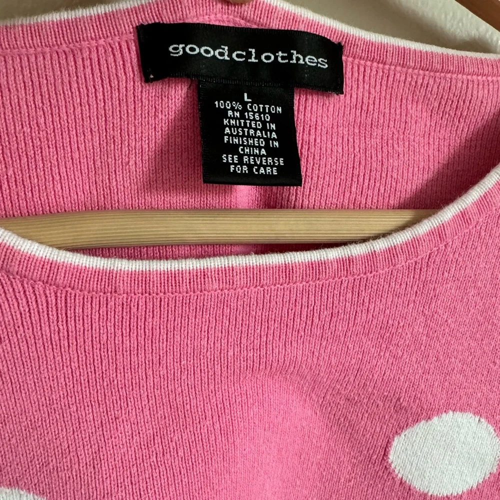 Vintage goodclothes pink polka dot sweater tank, Size L - Picture 3 of 3